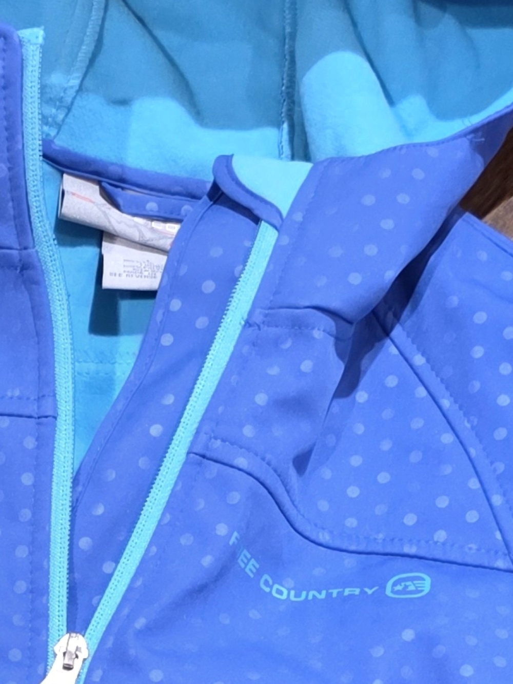 Blue/Teal Kids' Waterproof Jacket - Free Country sz 14 Large